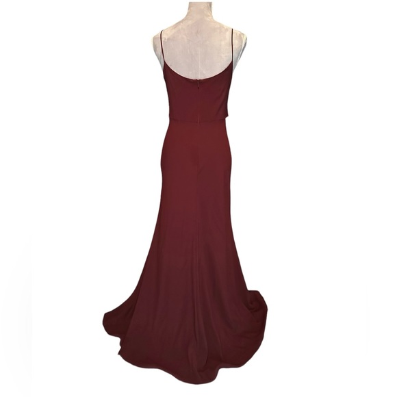 Jenny Yoo - Blake burgundy gown. Spaghetti straps, layered, flowy. Size 4. - Picture 3 of 9